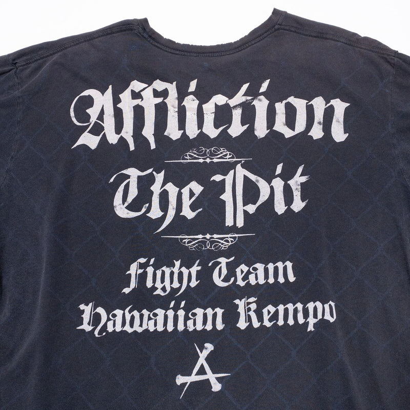 Affliction T-Shirt Men's 2XL Skeleton The Pit Fight Team Gray/Black Y2K