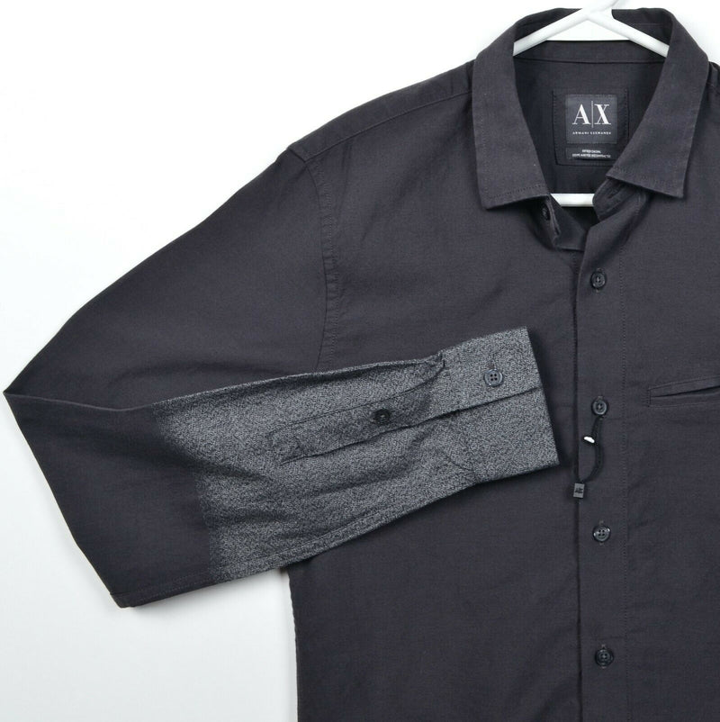 Armani Exchange A|X Men's XS Black Gray Two-Tone Button-Front Shirt