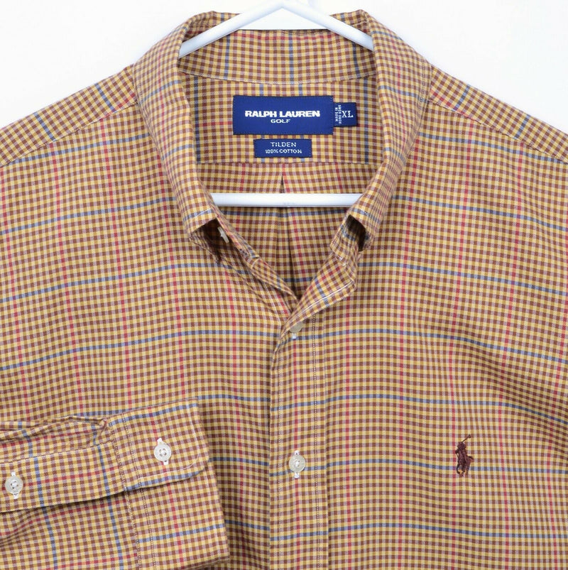 Ralph Lauren Golf Button-Down Shirt Men's XL Tilden Brown Check Long Sleeve