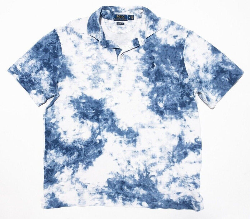 Polo Ralph Lauren Tie Dye Shirt Medium Classic Fit Men's Polo Blue White Pony