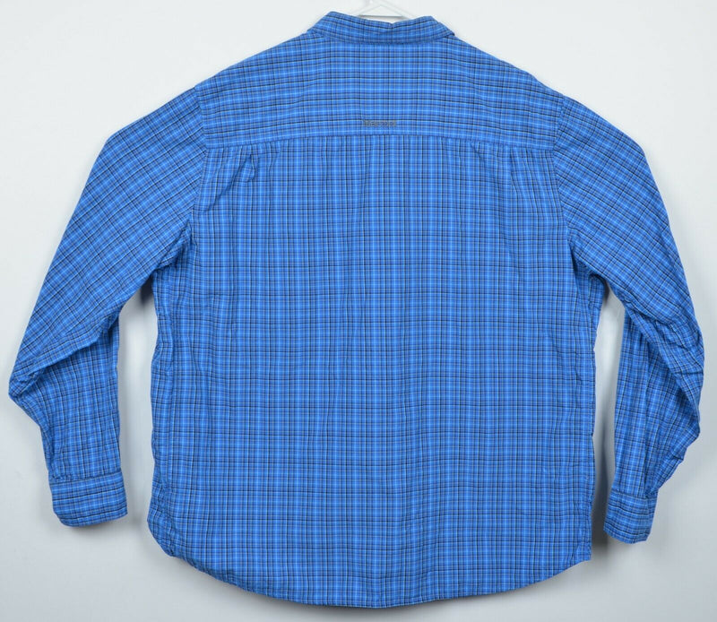 Marmot Men's 2XL Blue Plaid Nylon Wicking Zip Pocket Hiking Outdoor Shirt