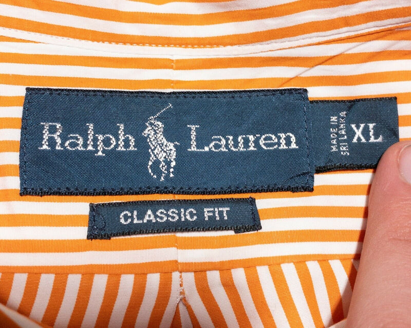 Polo Ralph Lauren Orange Striped Button-Down Shirt Men's XL Classic Fit