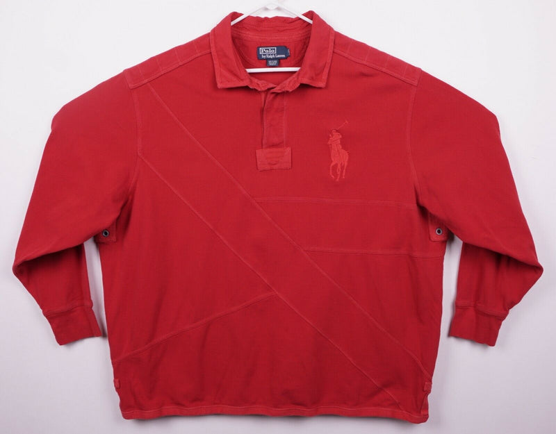 Polo Ralph Lauren Men's Sz 3XL? Big Pony Diagonal Stripe Solid Red Polo Shirt