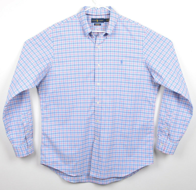 Polo Ralph Lauren Performance Men's Sz XL Polyester Nylon Pink Blue Plaid Shirt