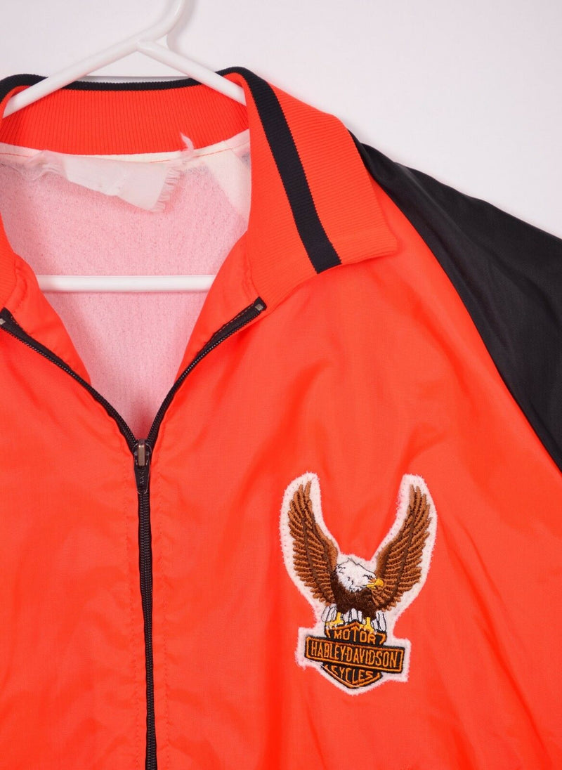 Vintage 80s Harley-Davidson Men's Medium Eagle Orange Bomber Jacket Holloway