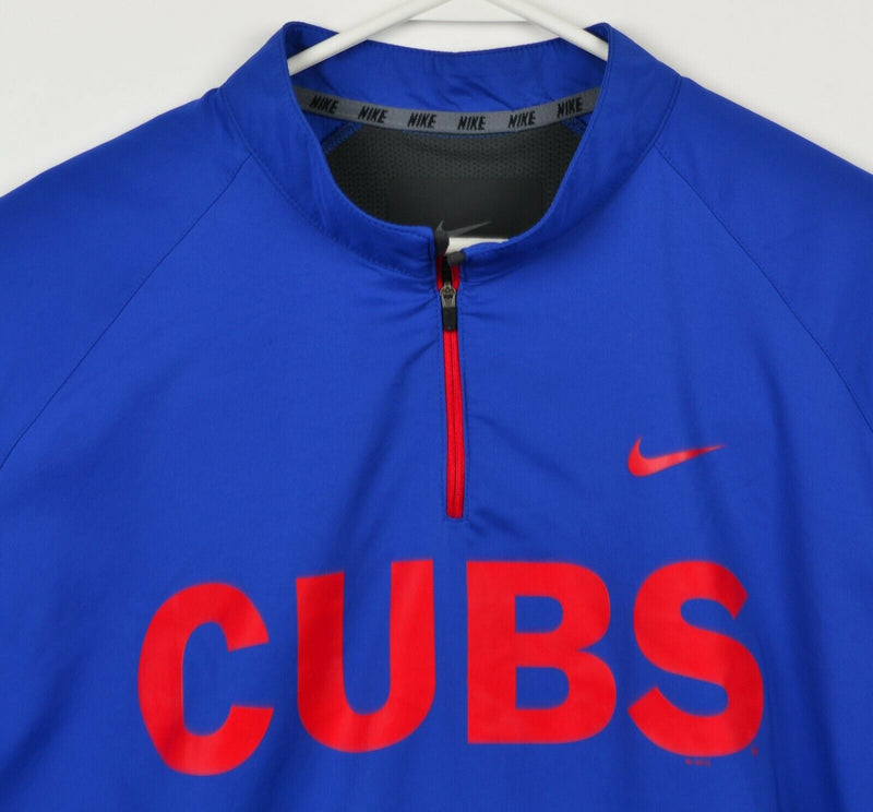 Chicago Cubs Men's 2XL Nike Vented 1/4 Zip Blue Red Lightweight Baseball Jacket