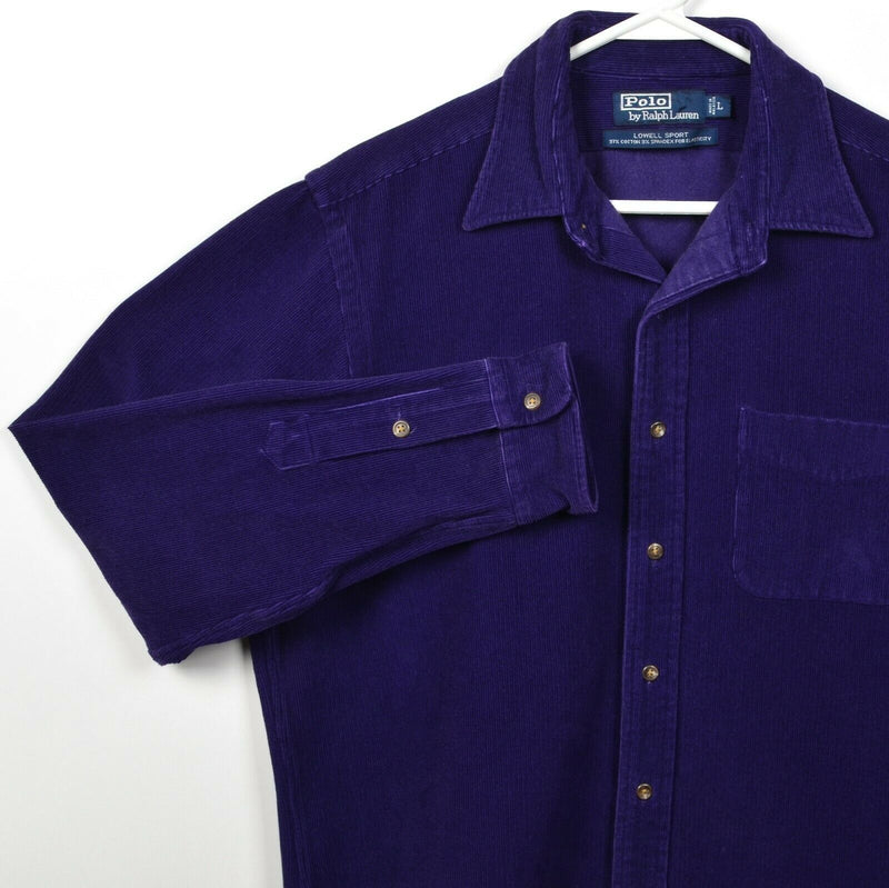 Polo Ralph Lauren Men's Large Corduroy Purple Lowell Sport Vintage 90s Shirt