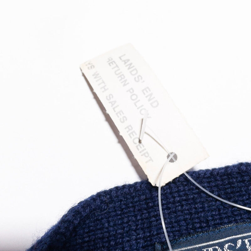 Vintage Lands' End Sweater Vest Men's Large Cable-Knit V-Neck Wood Buttons Blue