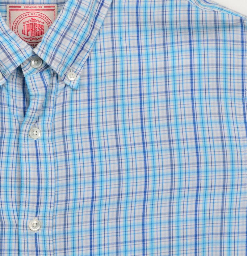 J. Press Men's Sz Medium Blue White Plaid Check Button-Down Trunk Club Shirt