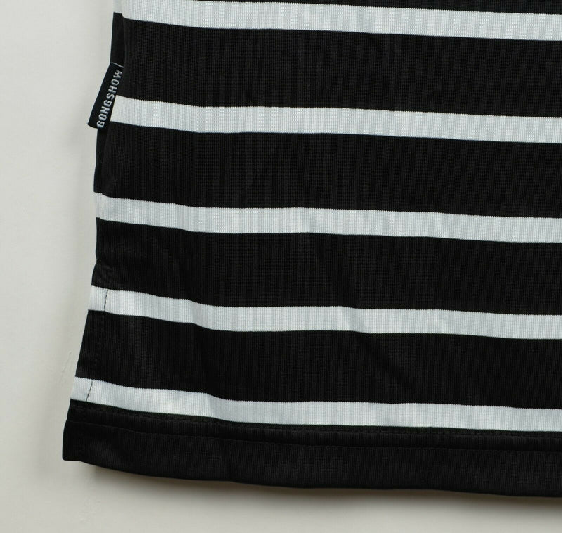 Gongshow Men's Sz Large Black White Striped Lifestyle Hockey Polo Shirt