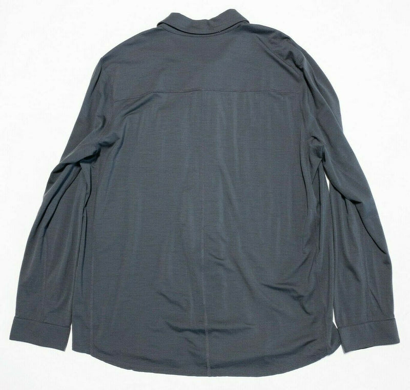 QOR Merino Wool Blend Button-Front Shirt Solid Gray QOR Kit Hiking Men's XL