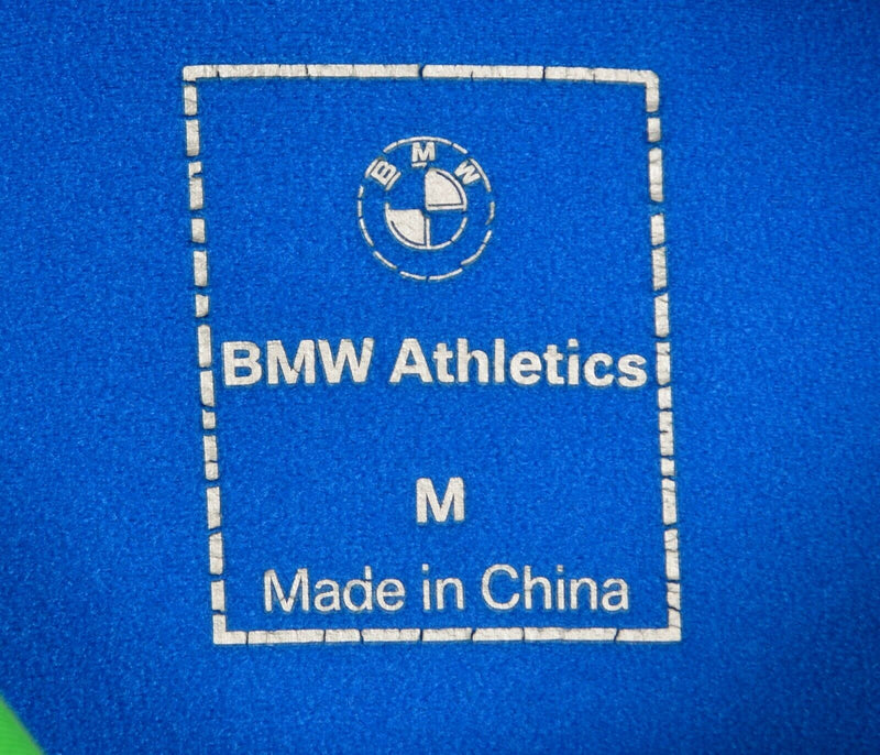 BMW Athletics Men's Sz Medium Blue Green 1/4 Zip Athleisure Hooded Jacket