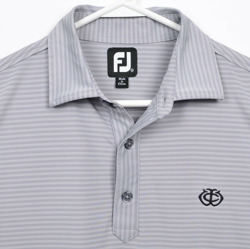FootJoy Men's Medium Gray Striped FJ Golf Wicking Performance Polo Shirt