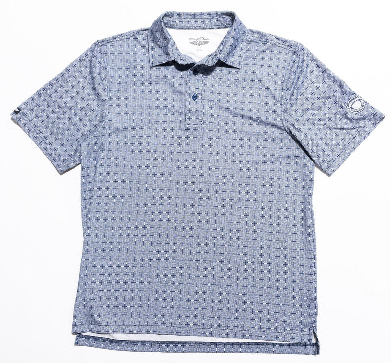 Straight Down Golf Polo Small Men's Shirt Wicking Stretch Blue Geometric Medinah