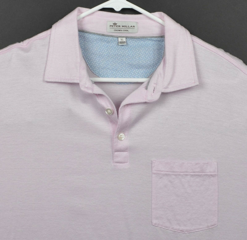 Peter Millar Men's Sz XL Crown Cool Pink Cotton Tencel Linen Polo Shirt