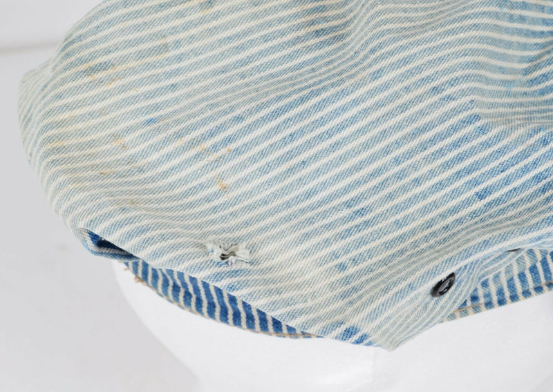 Vtg 40s Lee Sanforized Hickory Stripe Union Made Distressed Railroad Hat