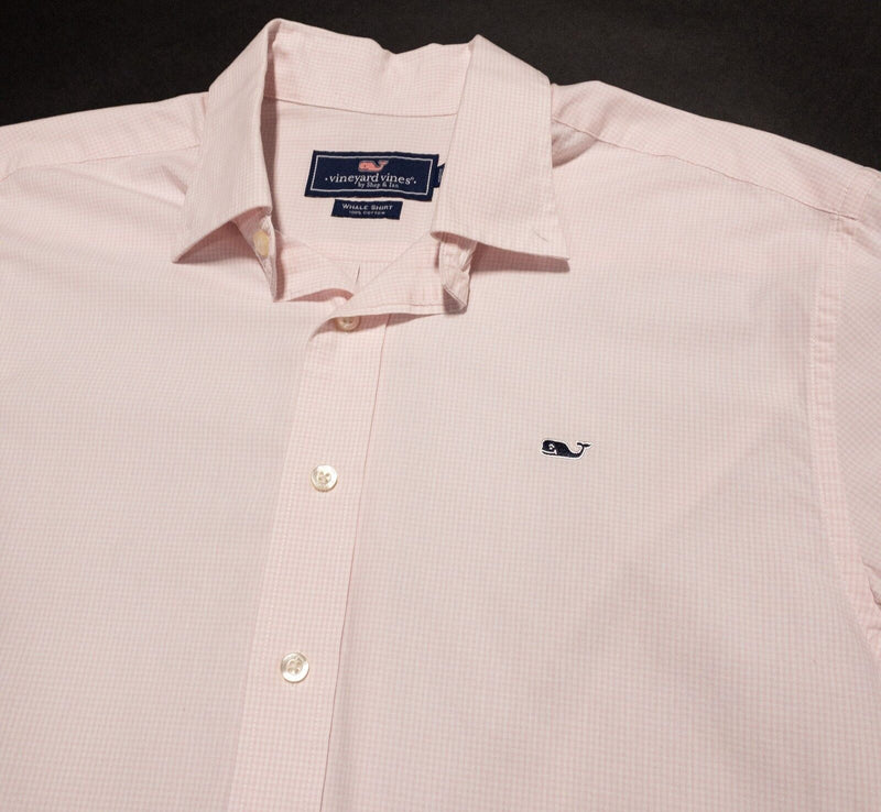 Vineyard Vines Shirt Men's Medium Pink Check Whale Long Sleeve Button-Up Preppy