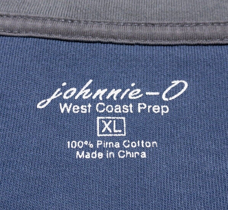 Johnnie-O Sweater Men's XL 1/4 Zip Sweatshirt Blue Surfer Logo Long Sleeve