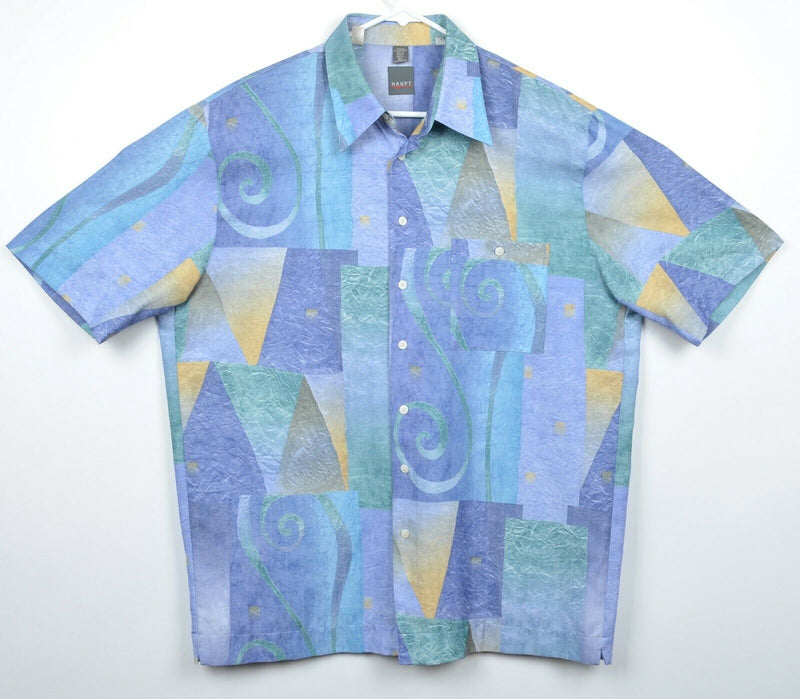 Haupt Germany Men's Large Multi-Color Geometric Abstract Rayon Shirt