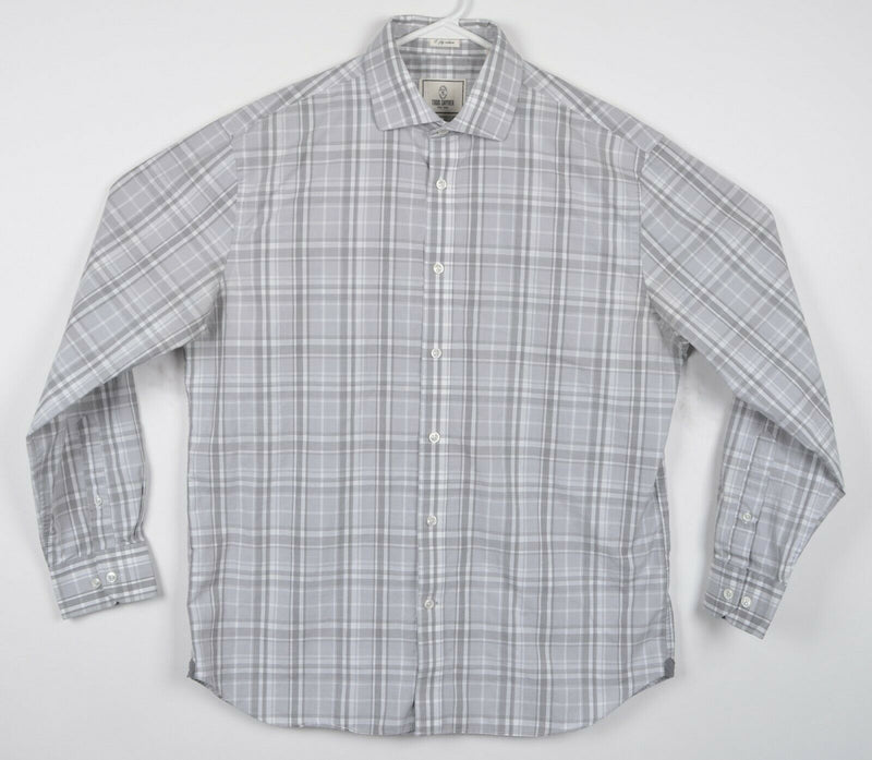 Todd Snyder New York Men's 16.5 32/33 (Large) Gray Plaid Button-Front Shirt