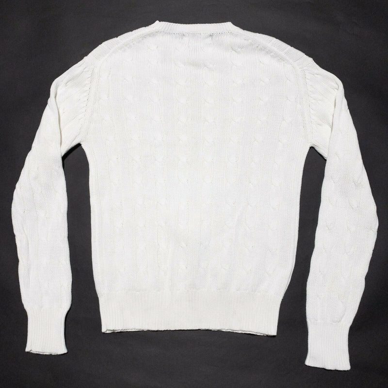 Polo Ralph Lauren Cable-Knit Crewneck Sweater Solid White 90s Men's Large