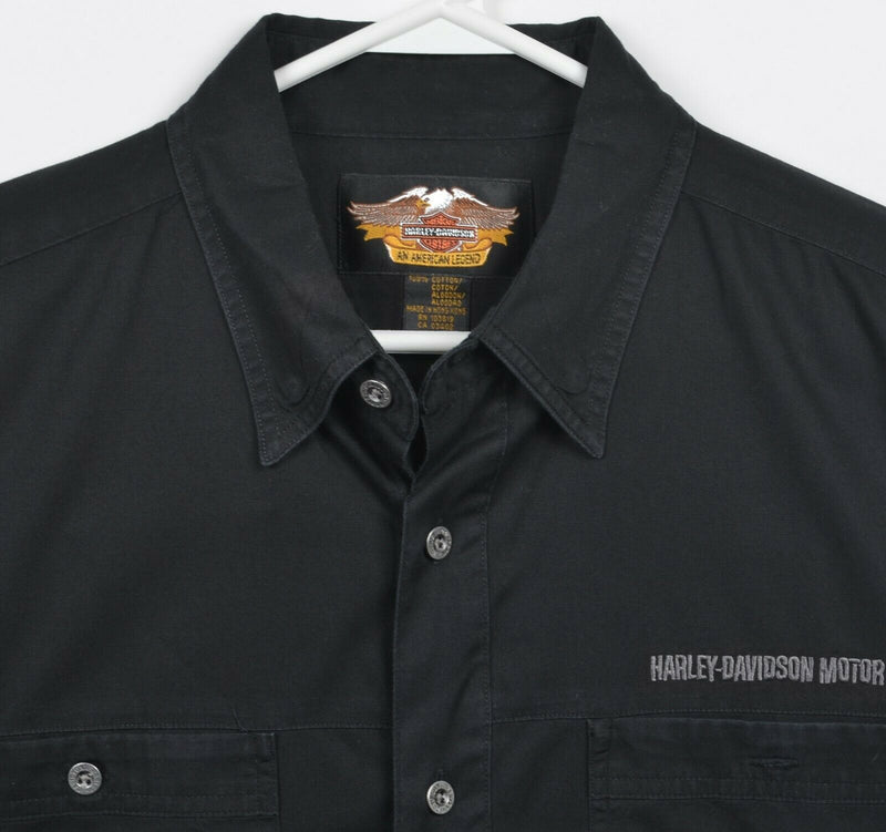 Harley-Davidson Men's Large Black Buell Patch Work Garage Mechanic Biker Shirt