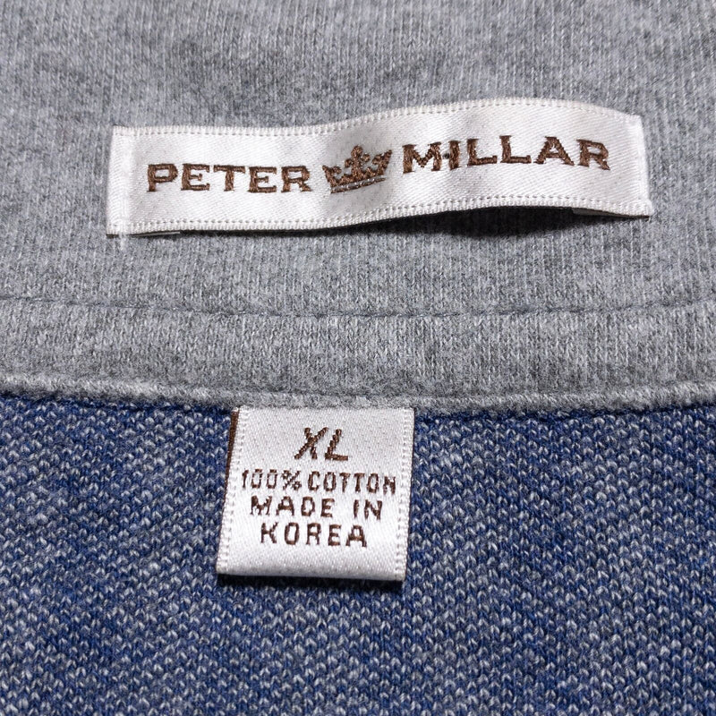 Peter Millar Sweater Men's XL Pullover 1/4 Zip Chevron Blue Golf Casual