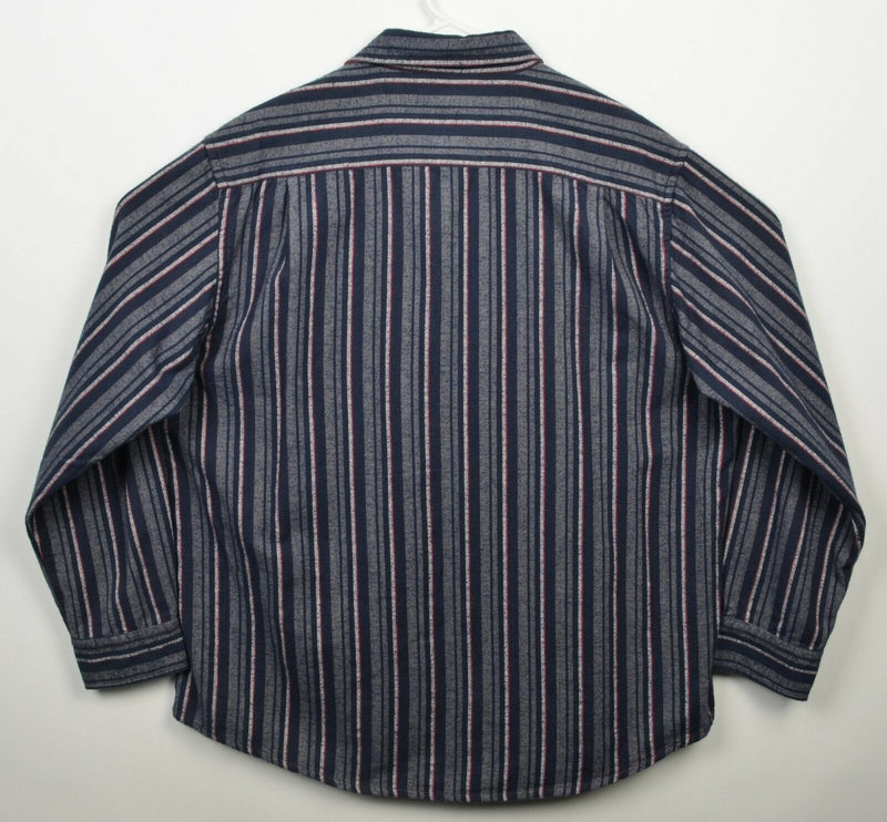 Carbon 2 Cobalt Men's XL Navy Blue Red Striped Flannel Button-Front Shirt