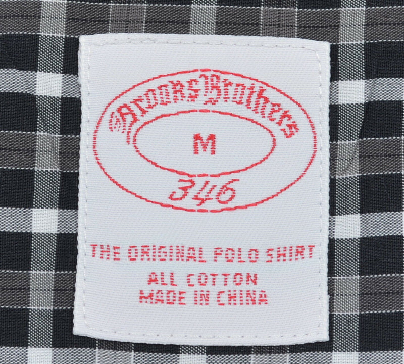 Brooks Brothers Men's Medium Black Gray White Check Button-Down Shirt