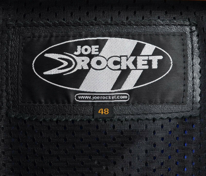 Joe Rocket Leather Motorcycle Racing Jacket Padded Armored Checker Flag Men's 48