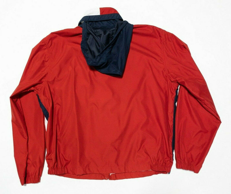 Vintage Tommy Hilfiger Windbreaker Jacket Men's Large 90s Hooded Red Flag