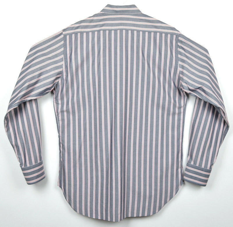 Billy Reid Men's Large (Fit 2) Gray Red Striped Made in Italy Button-Down Shirt