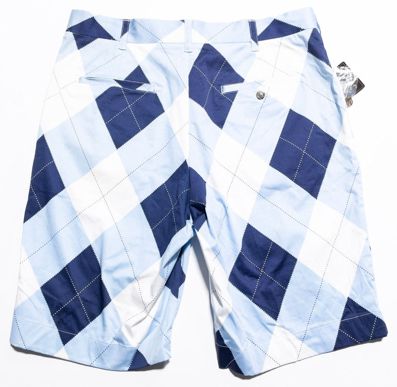 Loudmouth Golf Shorts Men's 36 Blue Argyle/Diamond Blue White Cotton Blend