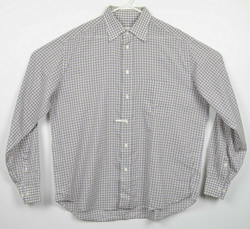 Brioni Men's XL Purple Plaid Made in Italy Long Sleeve Button-Front Dress Shirt