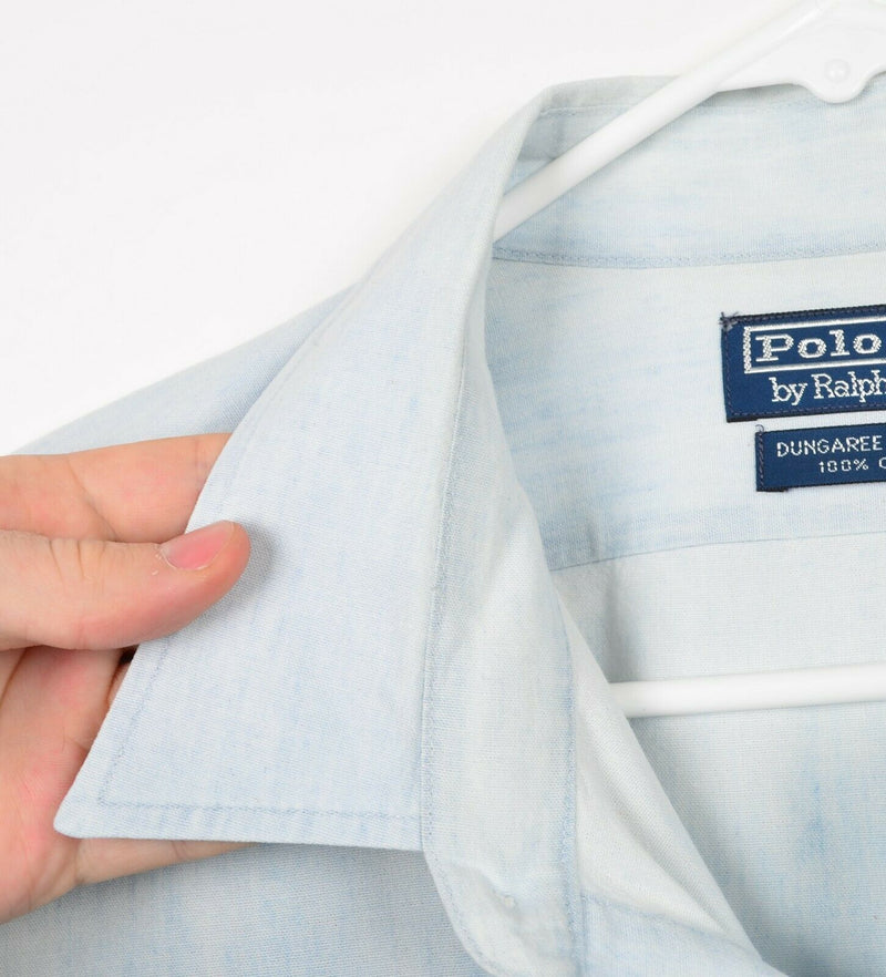Polo Ralph Lauren Men's XL Dungaree Workshirt Tie-Dye Blue Short Sleeve Shirt