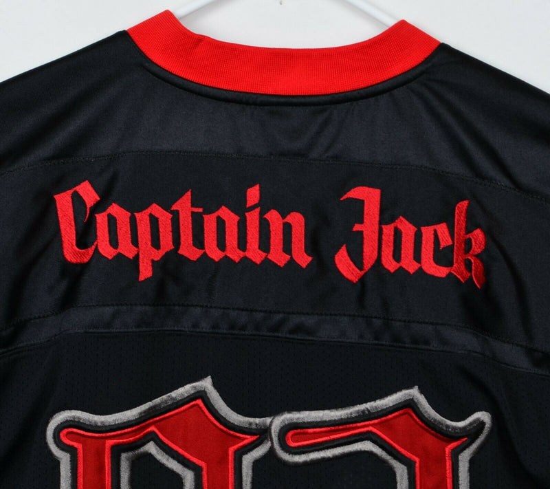 Disney Pirates of the Caribbean Men Small Captain Jack Black Red Football Jersey