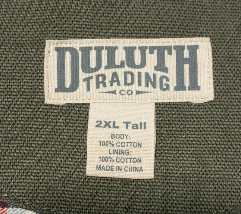 Duluth Trading Co. Flannel Lined Snap-Front Shirt Jacket Olive Green Men's 2XLT