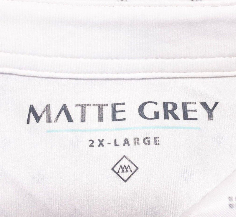 Matte Gray Golf Polo 2XL Men's White Geometric Dot Wicking Stretch Haus of Grey