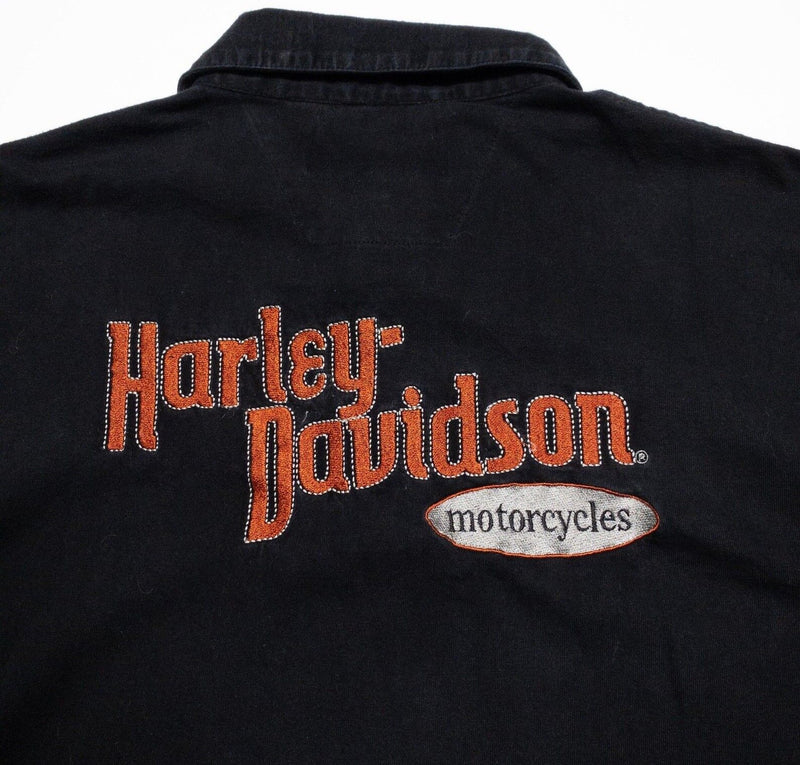 Harley-Davidson Polo Shirt Large Men's Embroidered Logo Long Sleeve Black Biker