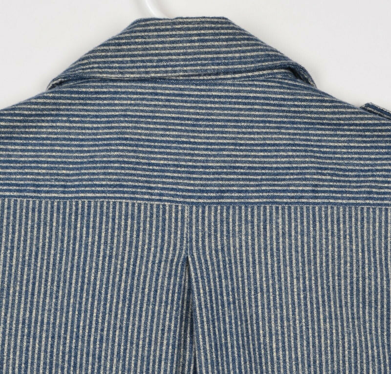 8.15 August Fifteenth Women's Sz Medium Blue Striped Made in USA Shirt Dress