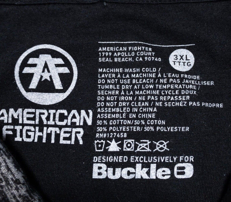 American Fighter Buckle Shirt 3XL Men's Gray Black Short Sleeve Button-Front