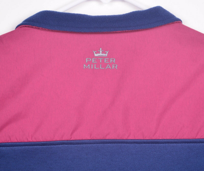 Peter Millar Crown Sport Men's Large Golf Pink Blue Fleece Pullover Jacket