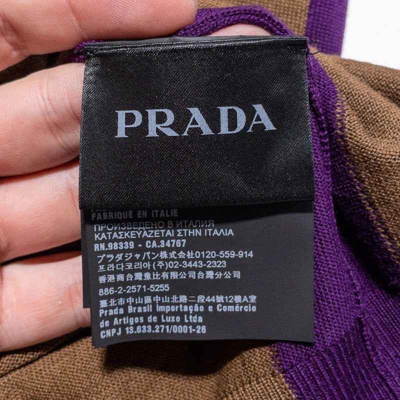 Prada Polo Shirt Men's 48 Knit Wool Colorblock Italy Designer Short Sleeve