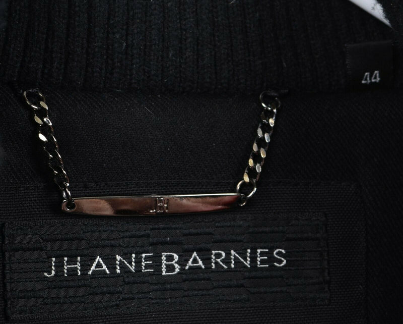 Jhane Barnes Men's 44 Solid Black Double Layer Full Zip Collared Jacket