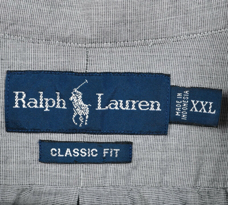 Polo Ralph Lauren Men's 2XL Classic Fit Solid Gray Purple Pony Button-Down Shirt