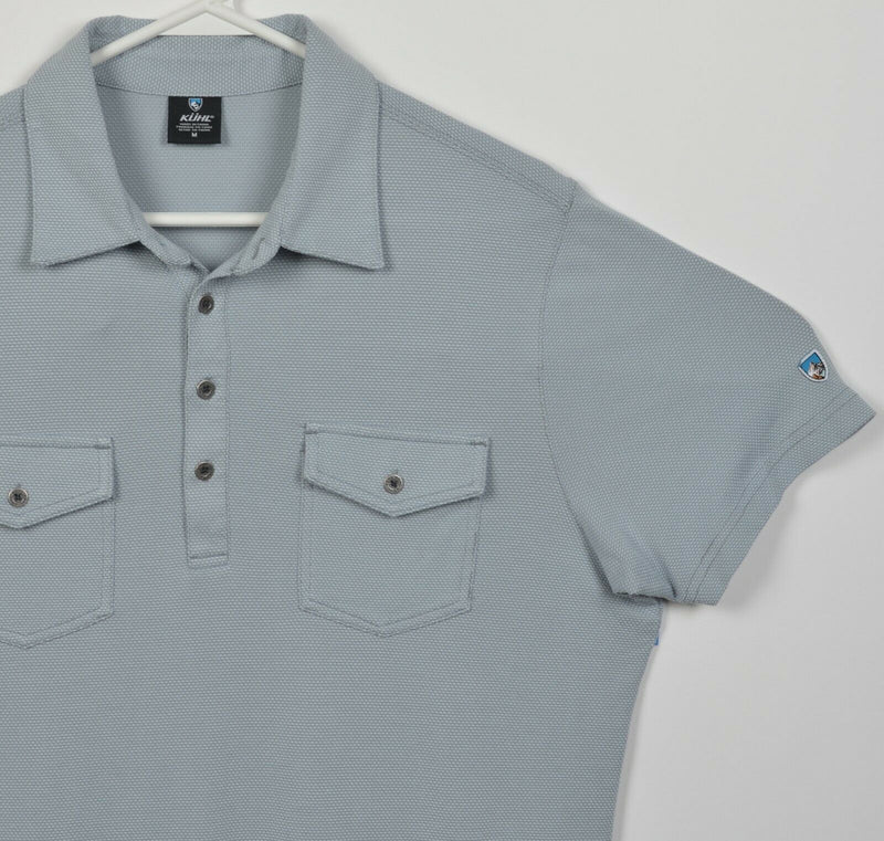 Kuhl Men's Medium Light Gray Modal Blend Hiking Travel Pockets Polo Shirt