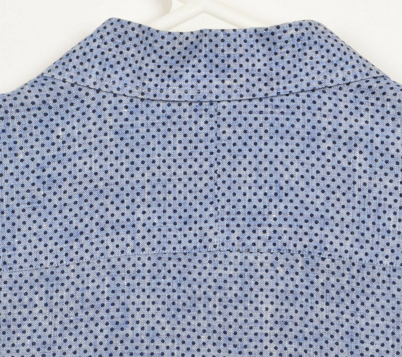 Bonobos Men's 15.5/34 Slim Fit 100% Linen Blue Polka Dot Button-Front Shirt