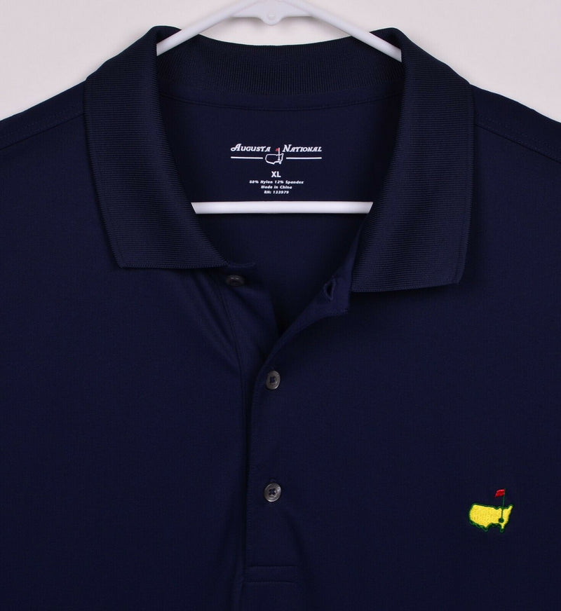 Augusta National Men's Sz XL Nylon Spandex Blend Masters Navy Golf Polo Shirt