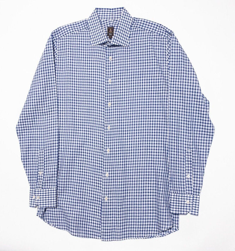 Robert Talbott Estate Shirt 17 Trim Fit Men's Blue Gingham Check L/S Dress Shirt