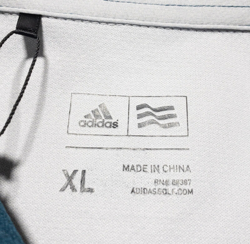 Adidas Golf Polo Shirt Men's XL Three Stripes Light Gray Wicking Short Sleeve